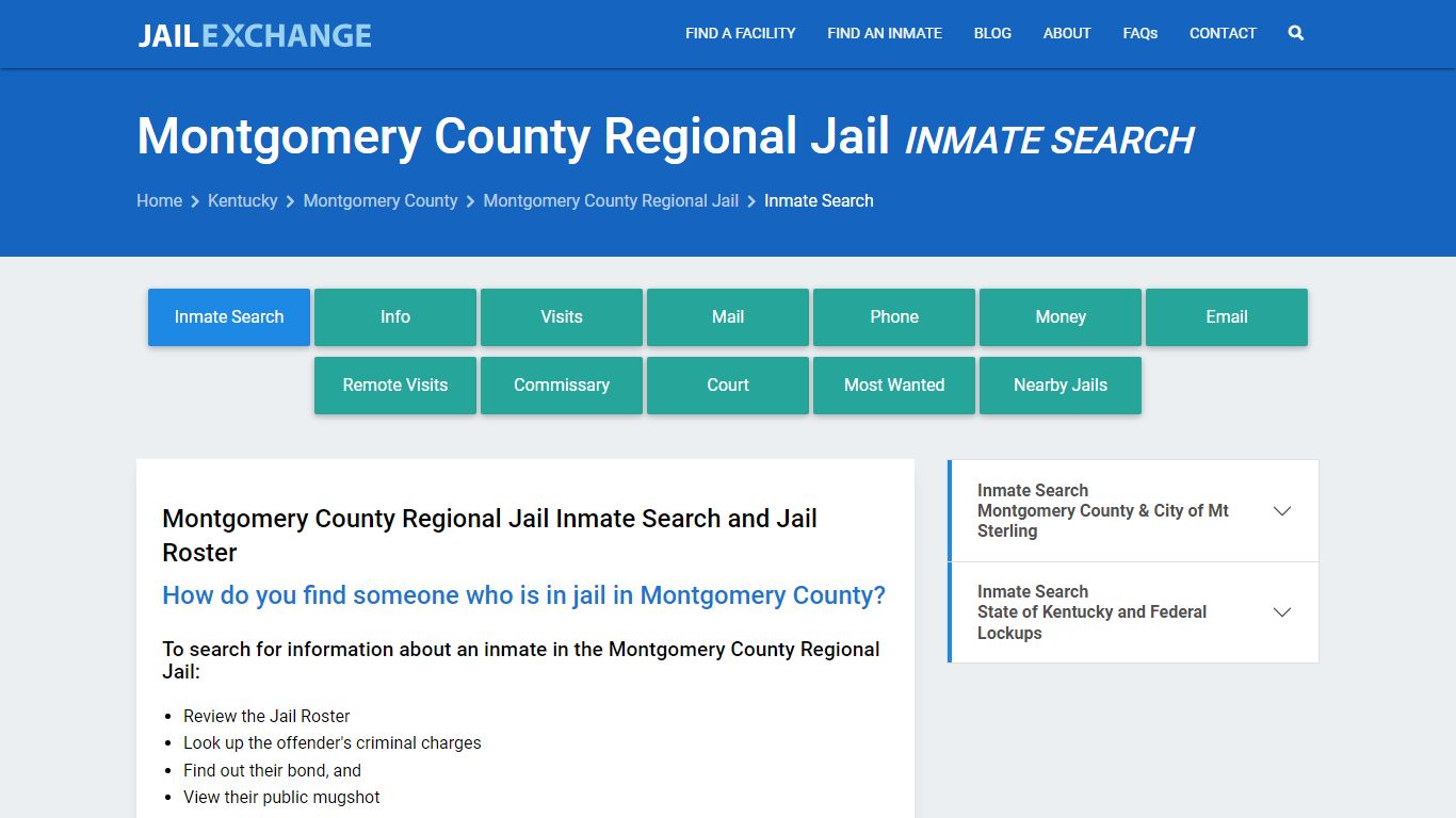 Montgomery County Regional Jail Inmate Search - Jail Exchange