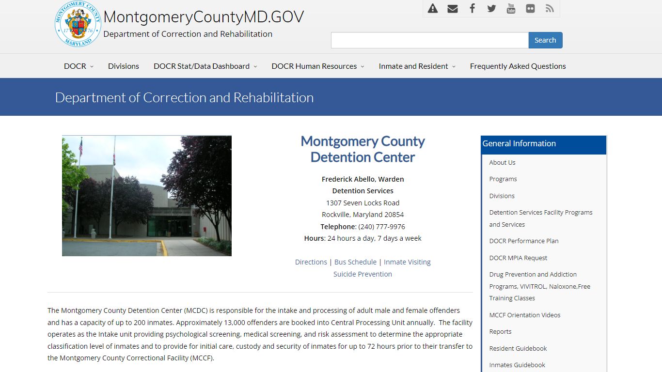 Department of Correction and Rehabilitation - Montgomery County Maryland