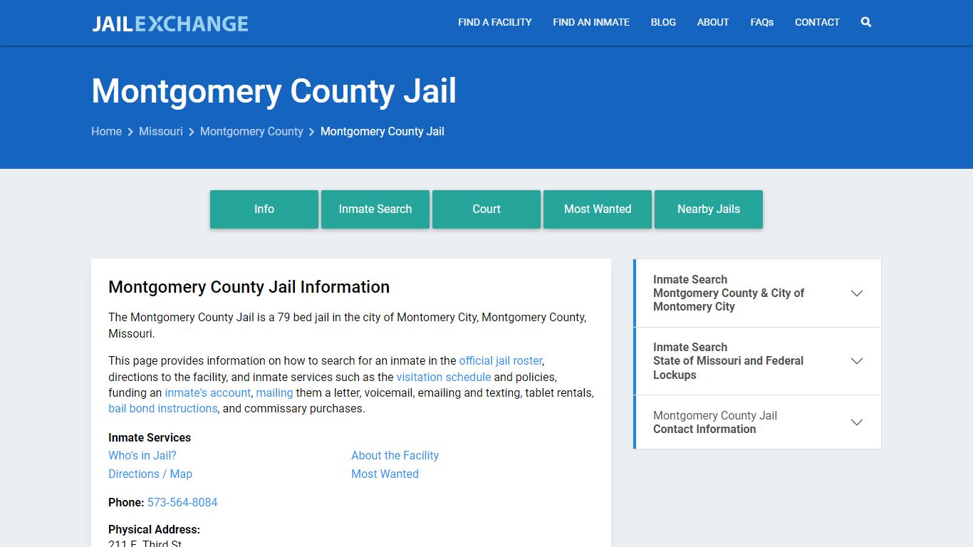 Montgomery County Jail, MO Inmate Search, Information