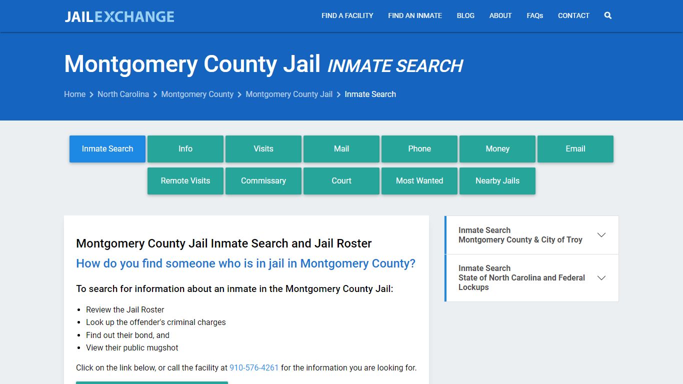 Inmate Search: Roster & Mugshots - Montgomery County Jail, NC