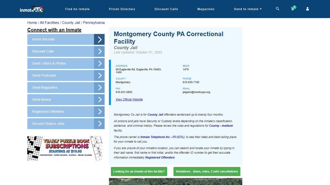 Montgomery County PA Correctional Facility - Inmate Locator ...