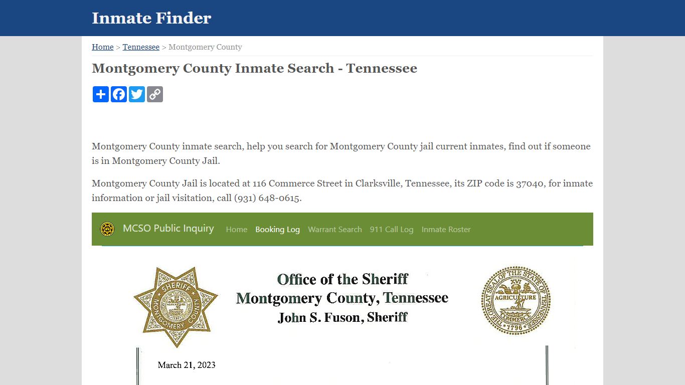 Montgomery County Inmate Search - Tennessee