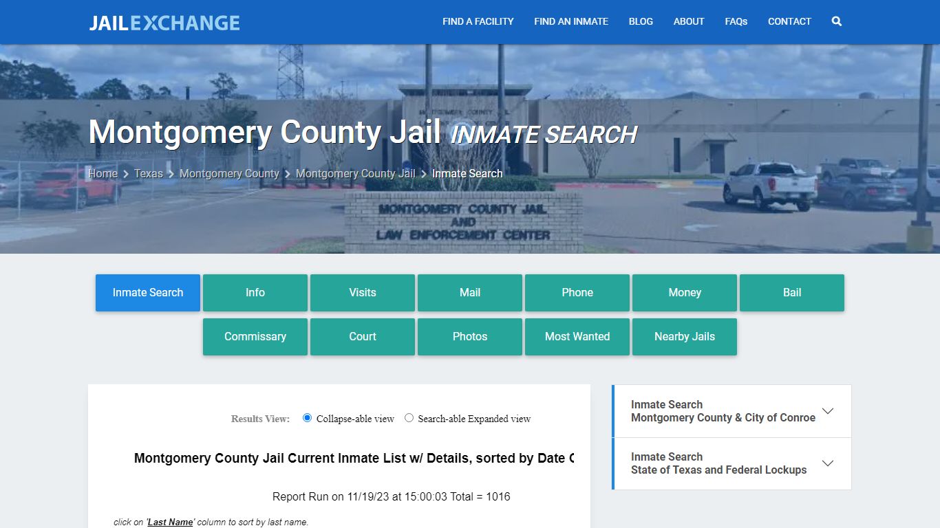 Montgomery County Jail Inmate Search - Jail Exchange