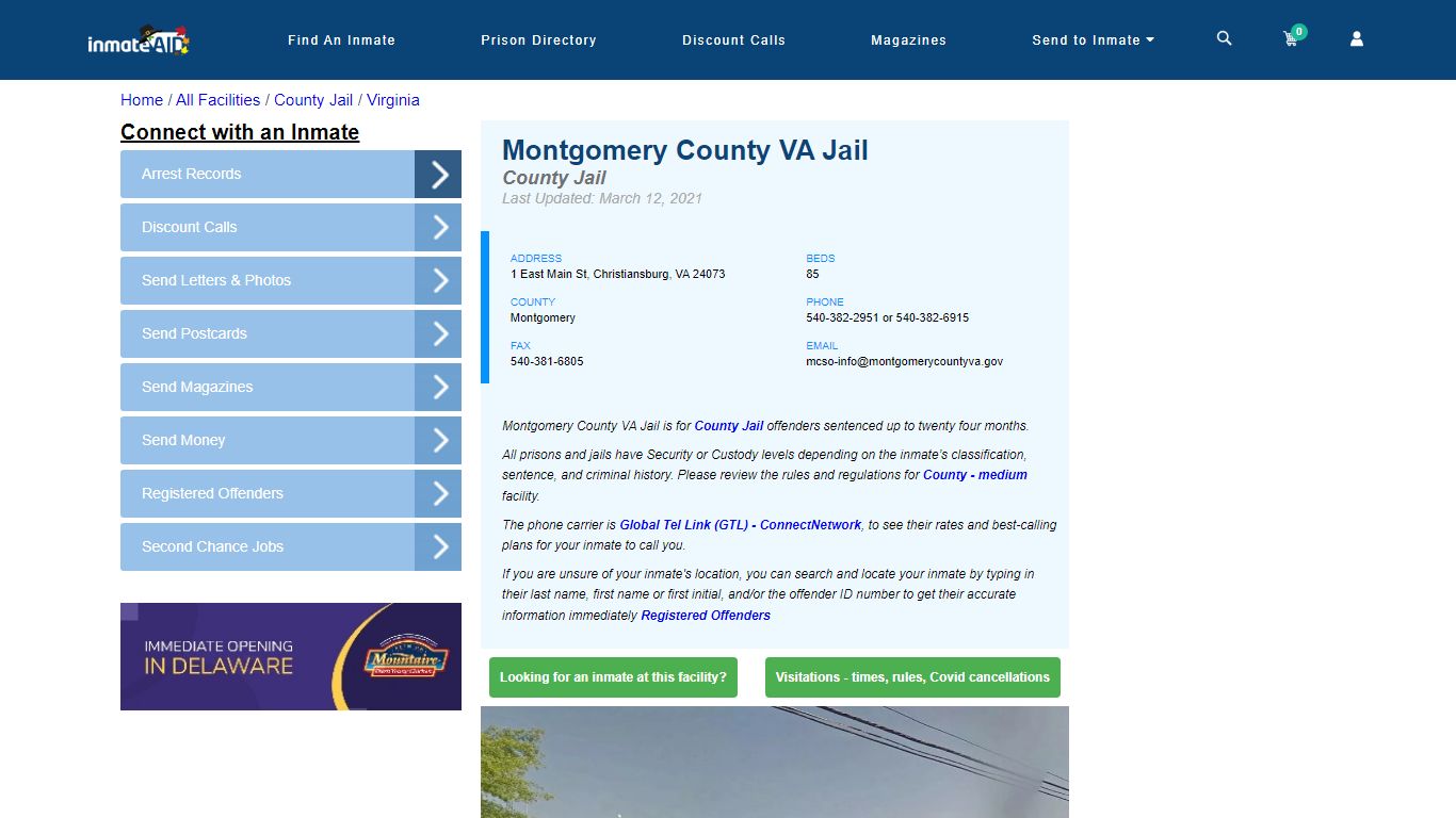 Montgomery County VA Jail - Inmate Locator - Christiansburg, VA
