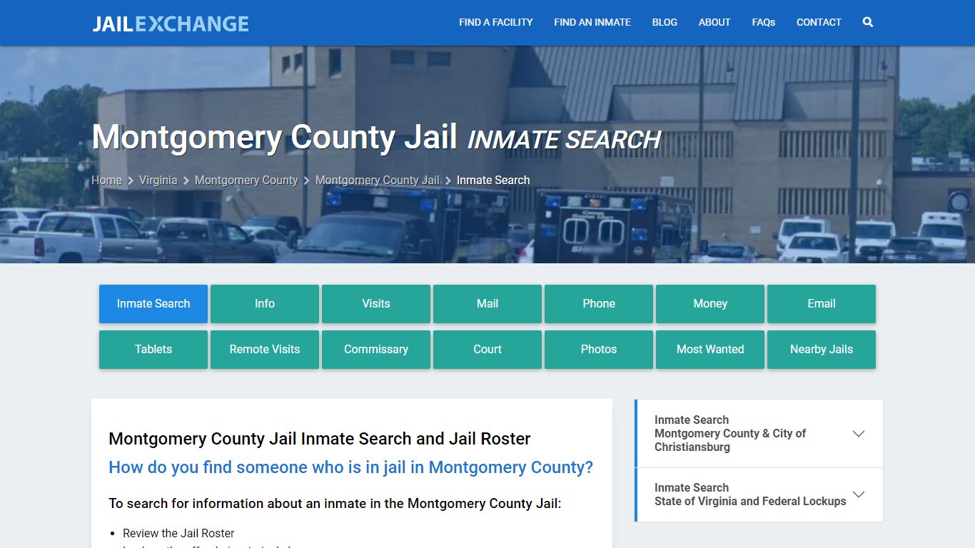 Inmate Search: Roster & Mugshots - Montgomery County Jail, VA