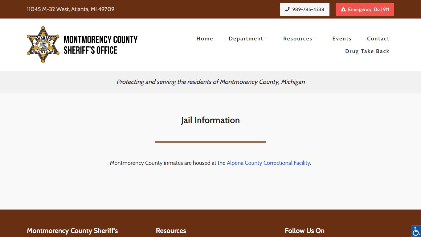Jail Information - Montmorency County Sheriff's Department