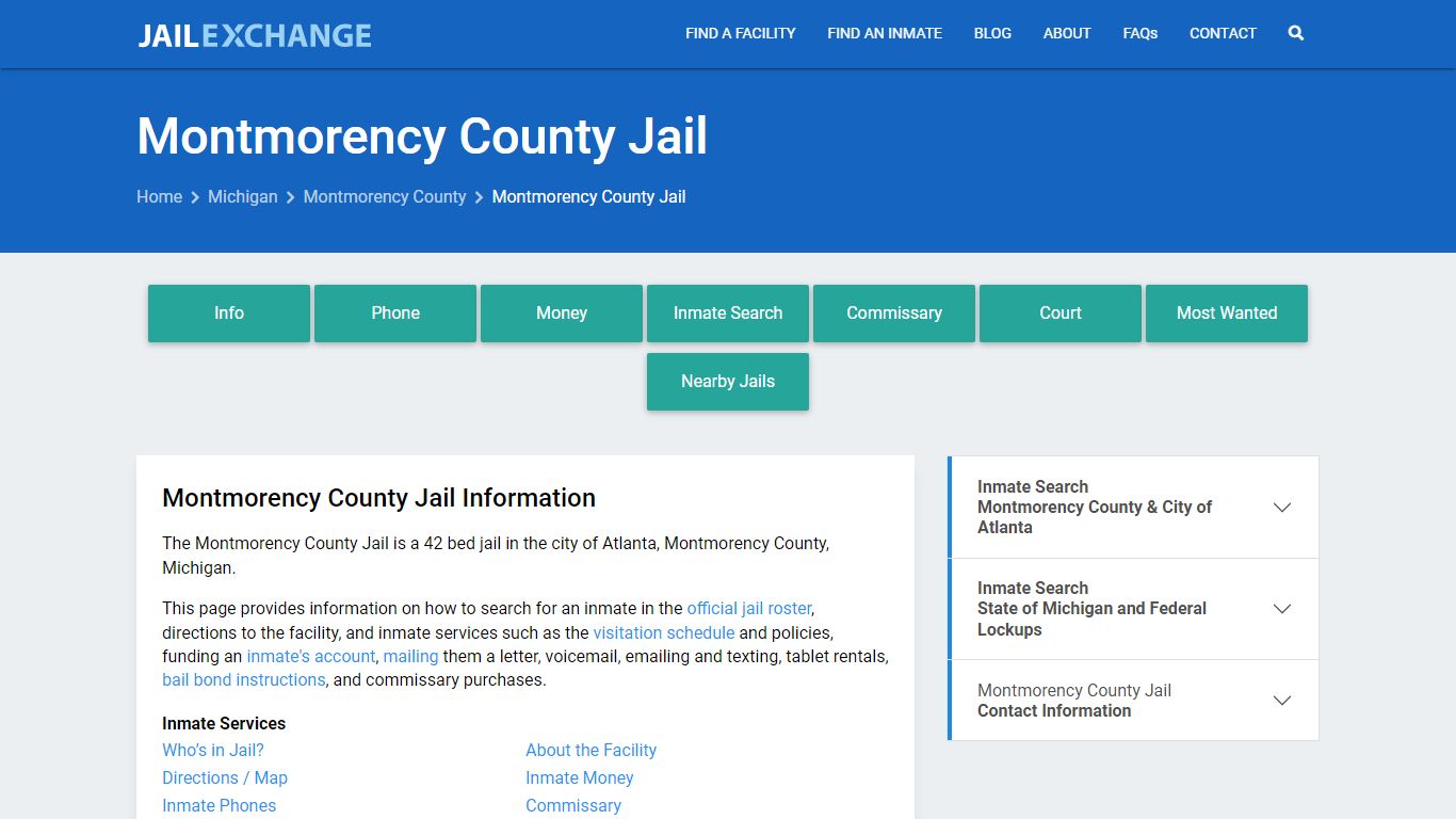 Montmorency County Jail, MI Inmate Search, Information