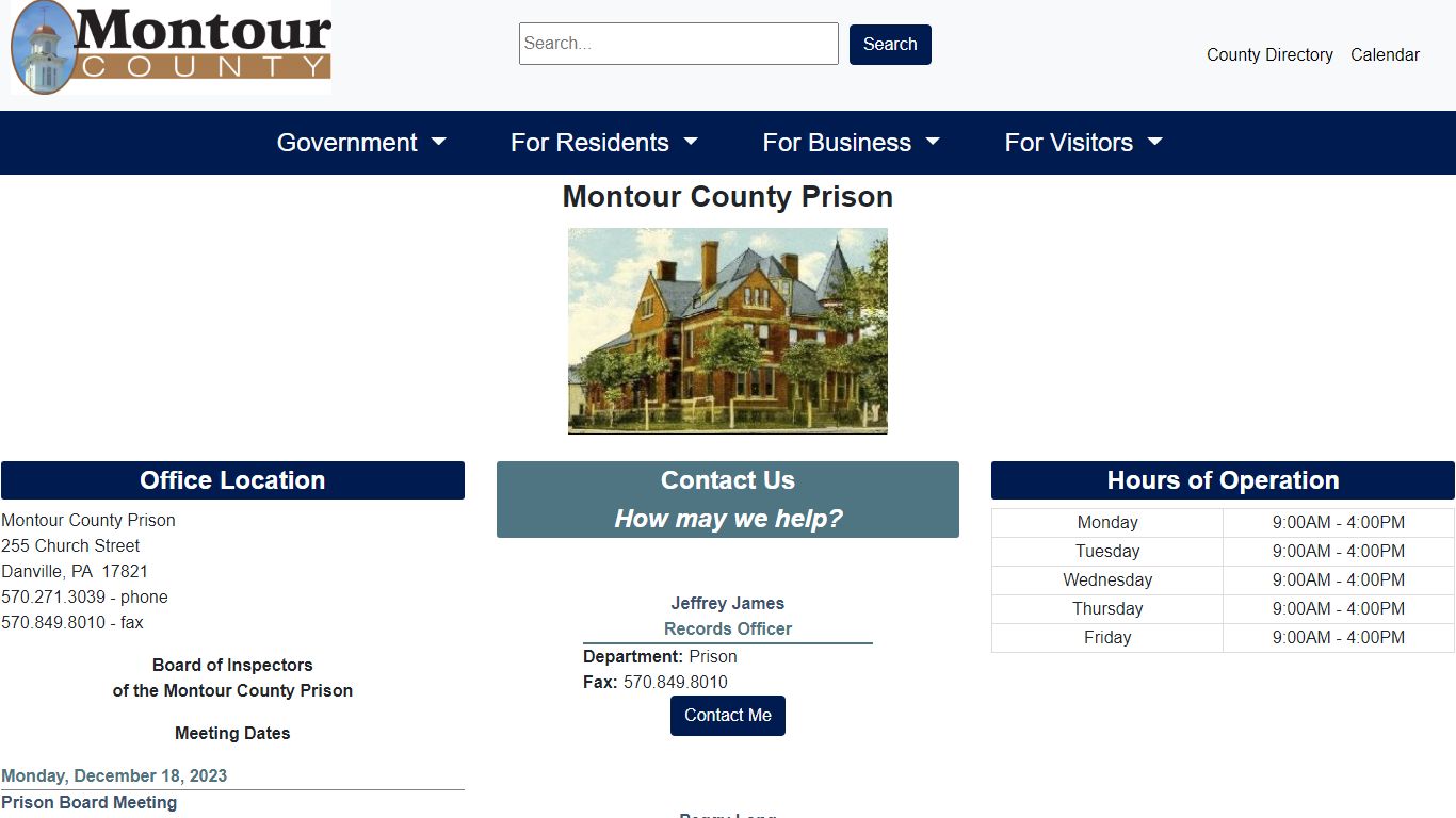 Montour County PA - Prison