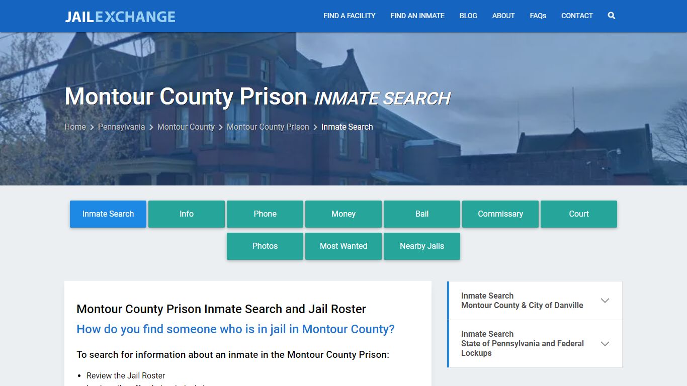 Montour County Prison Inmate Search - Jail Exchange