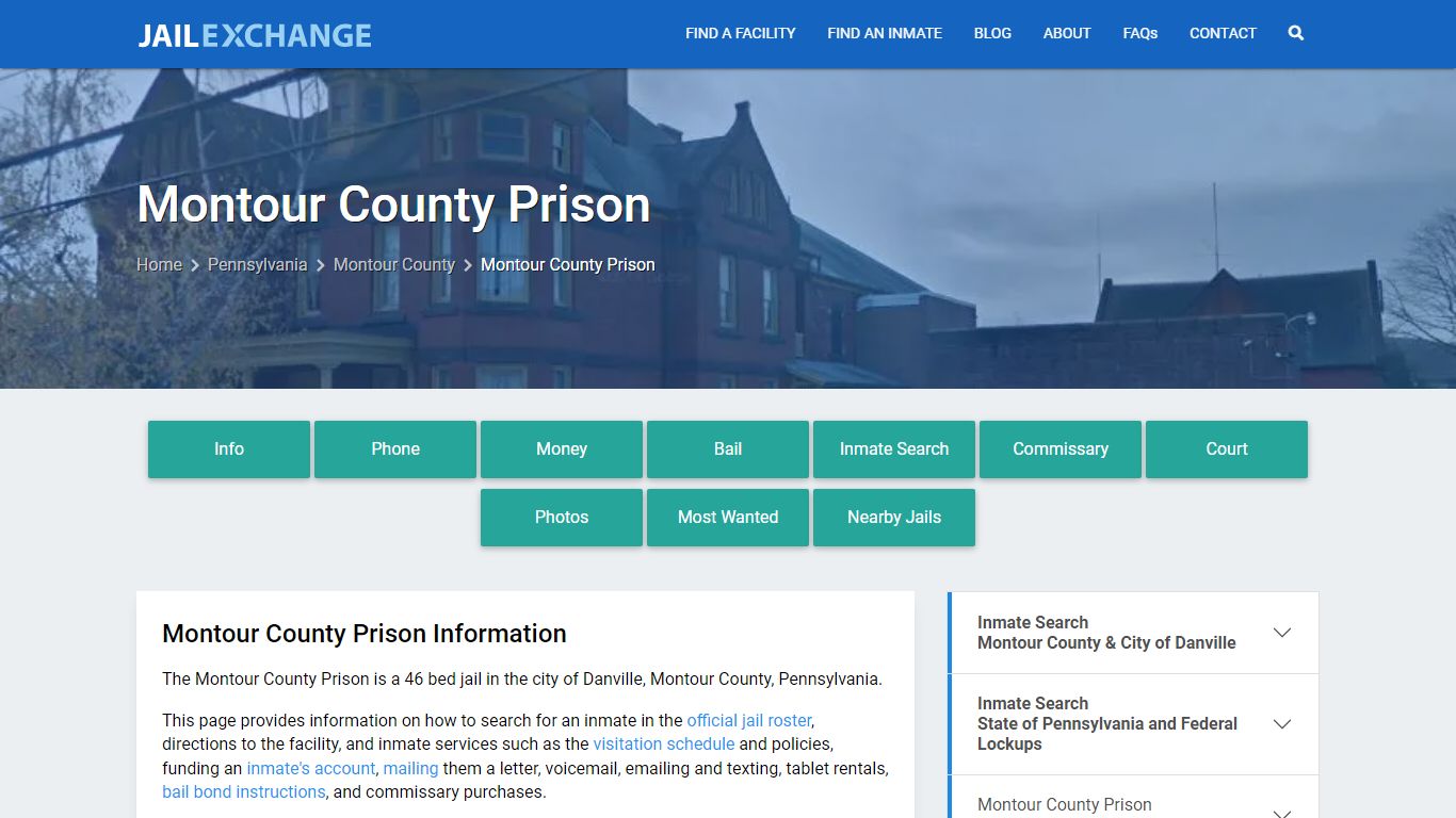 Montour County Prison, PA Inmate Search, Information - Jail Exchange