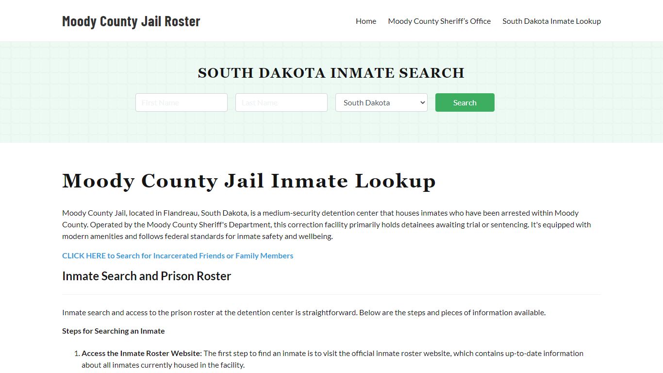 Moody County Jail Roster Lookup, SD, Inmate Search