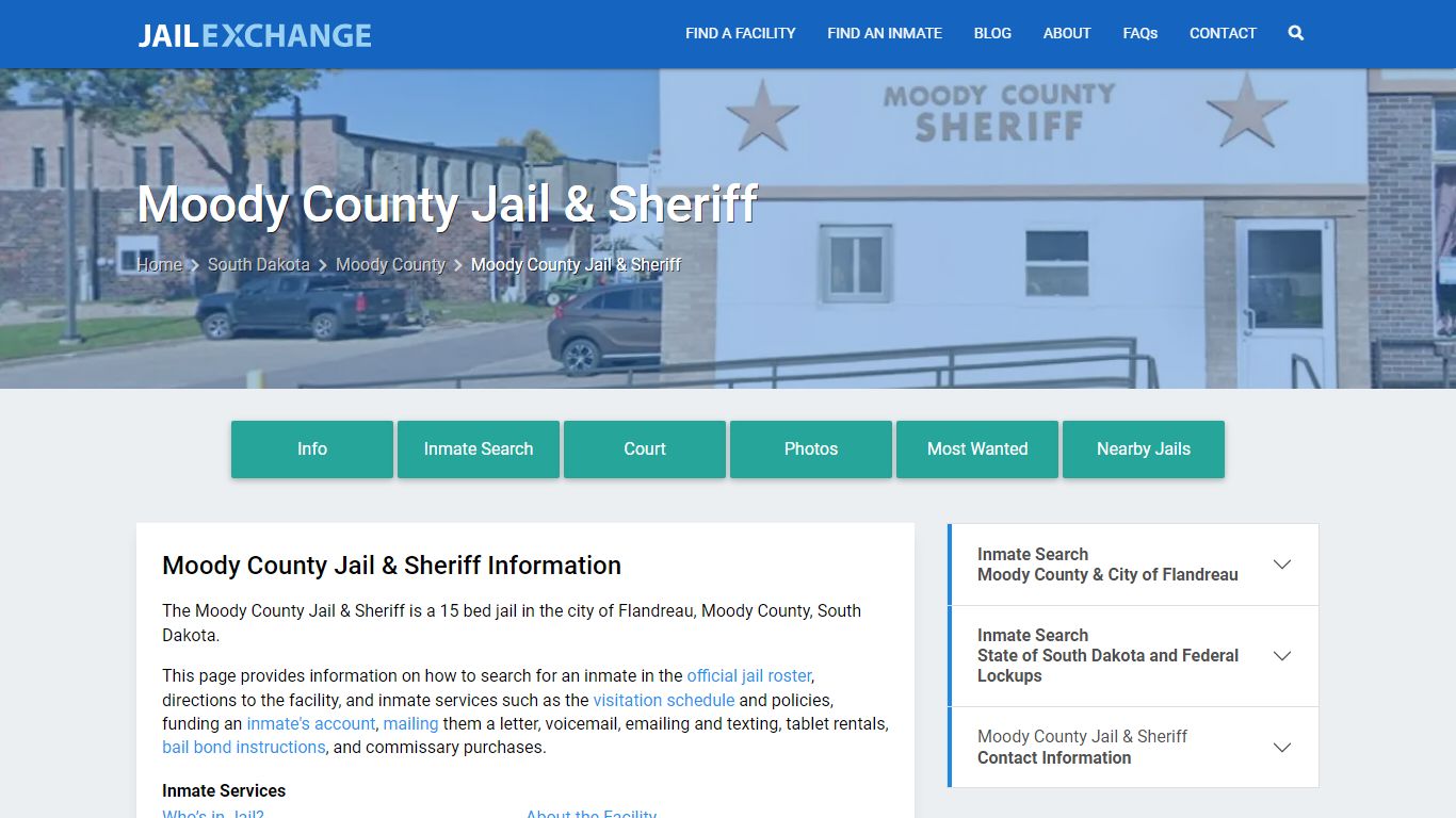 Moody County Jail & Sheriff, SD Inmate Search, Information