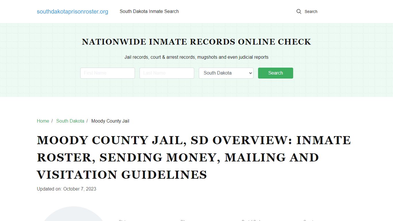 Moody County Jail, SD: Offender Search, Visitation & Contact Info