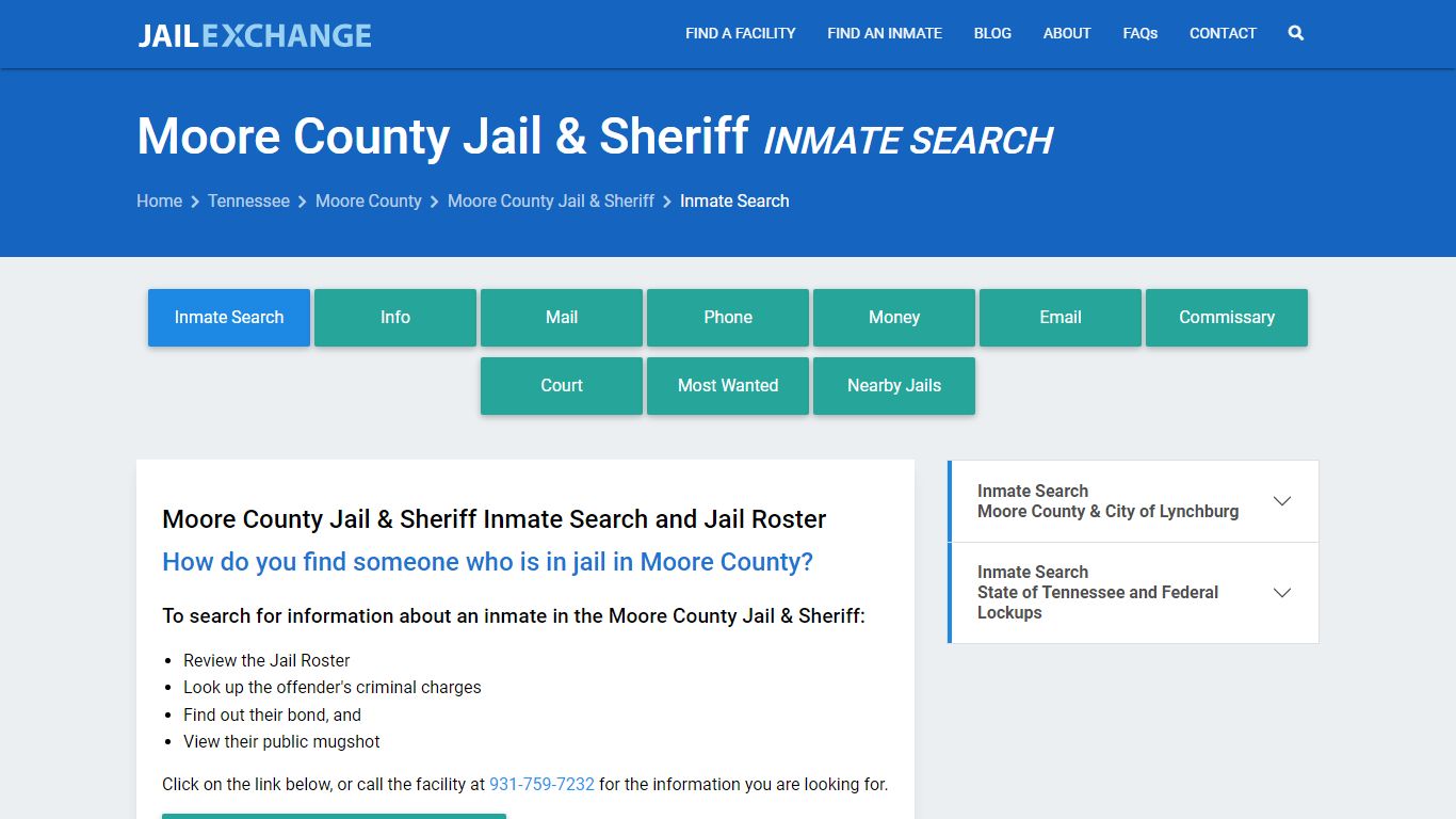 Inmate Search: Roster & Mugshots - Moore County Jail & Sheriff, TN
