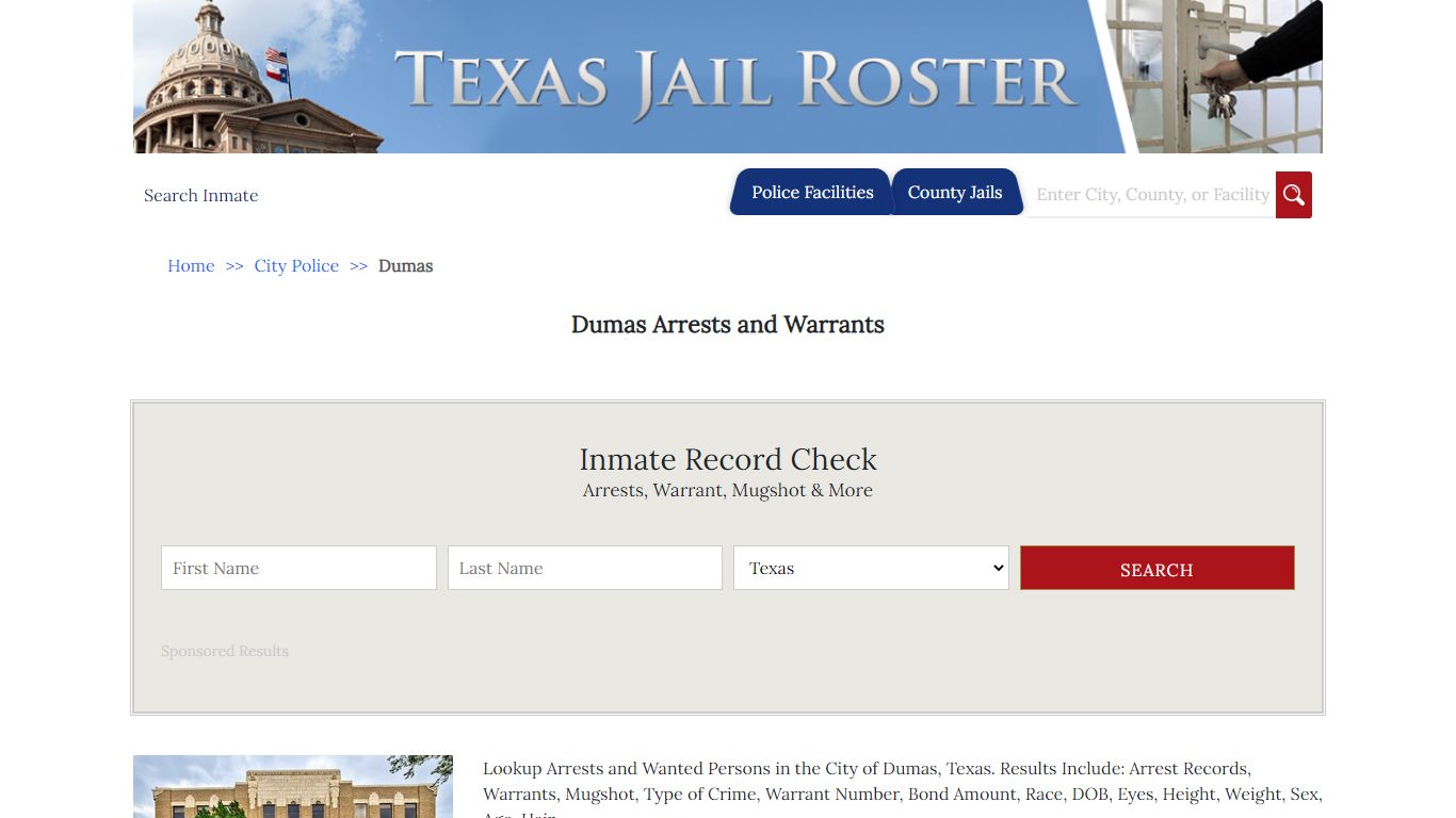 Dumas Arrests and Warrants | Jail Roster Search