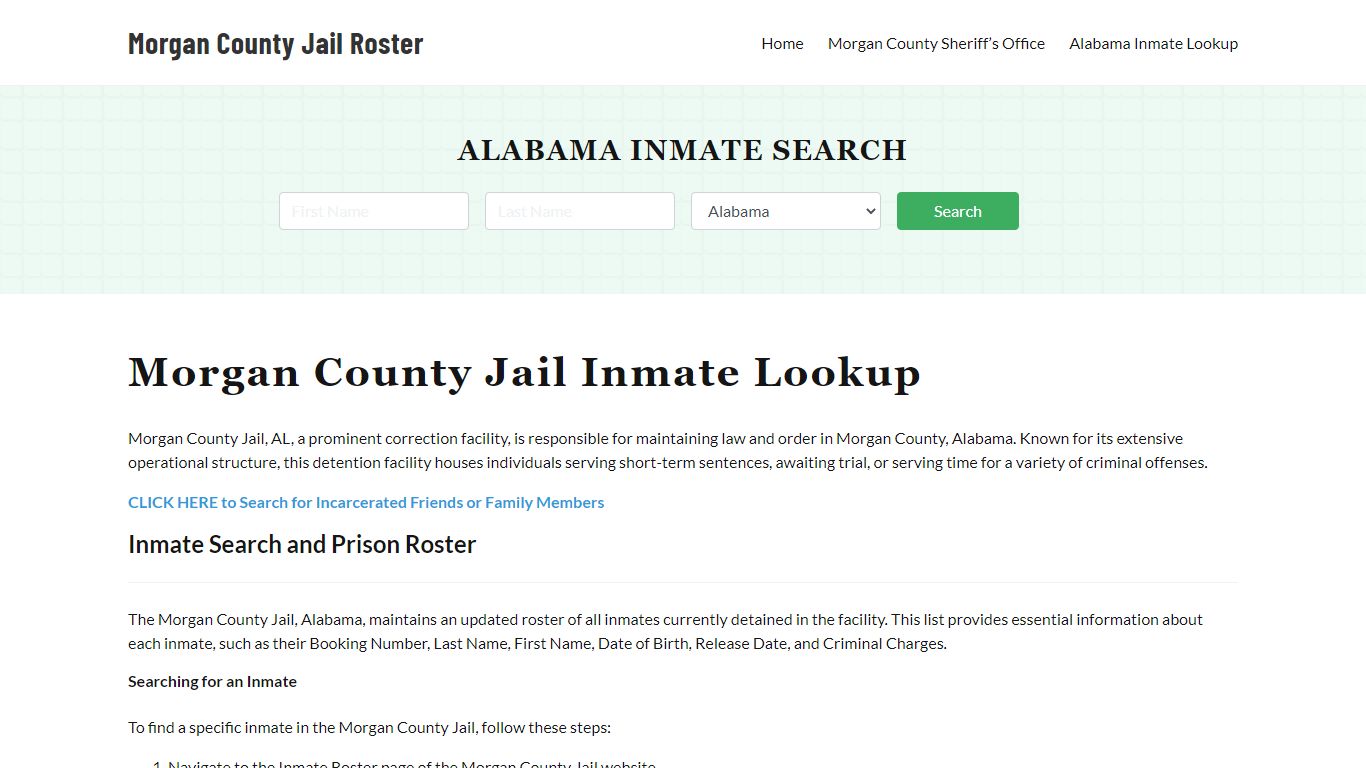 Morgan County Jail Roster Lookup, AL, Inmate Search