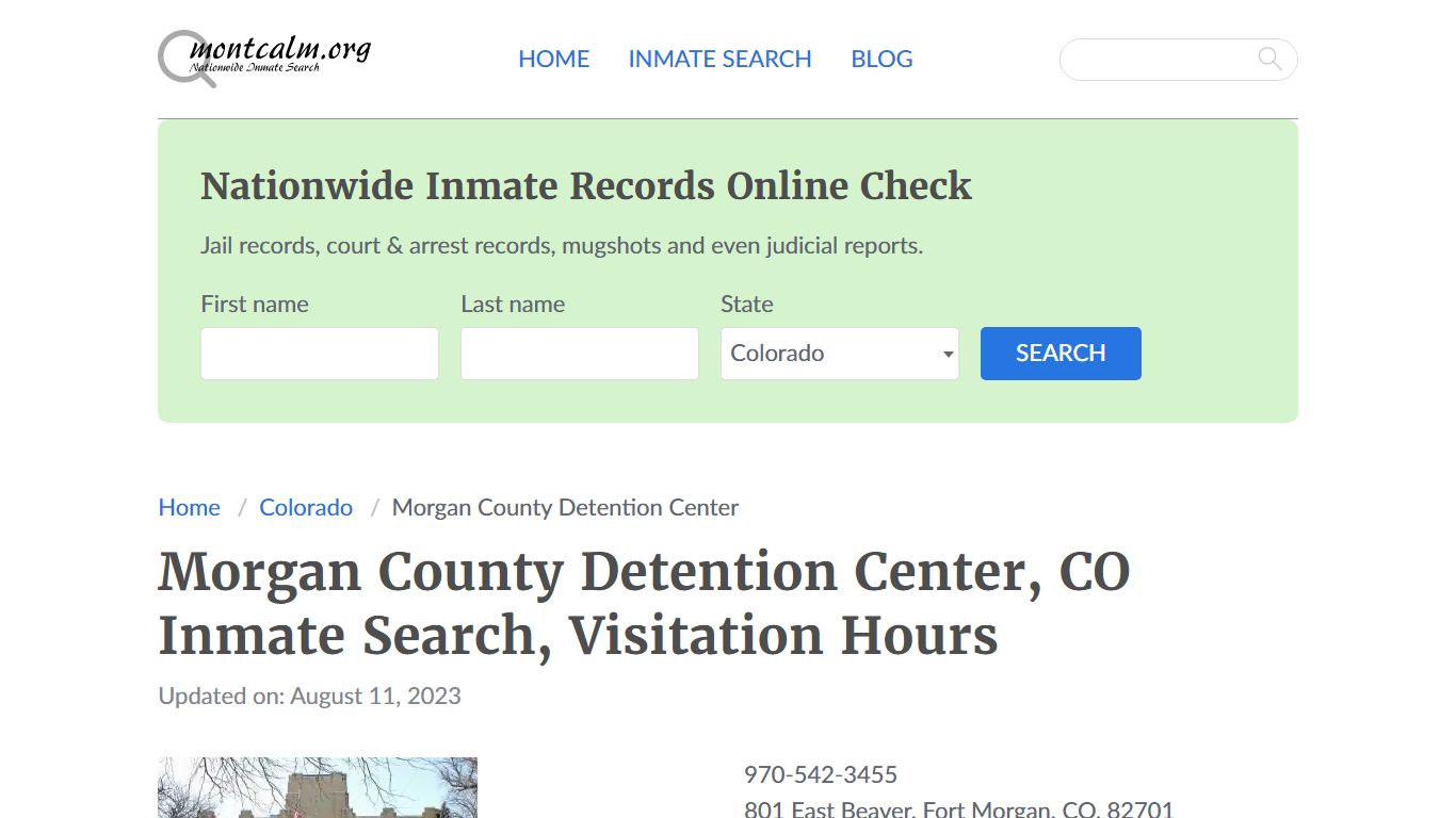 Morgan County Detention Center, CO Inmate Search, Visitation Hours