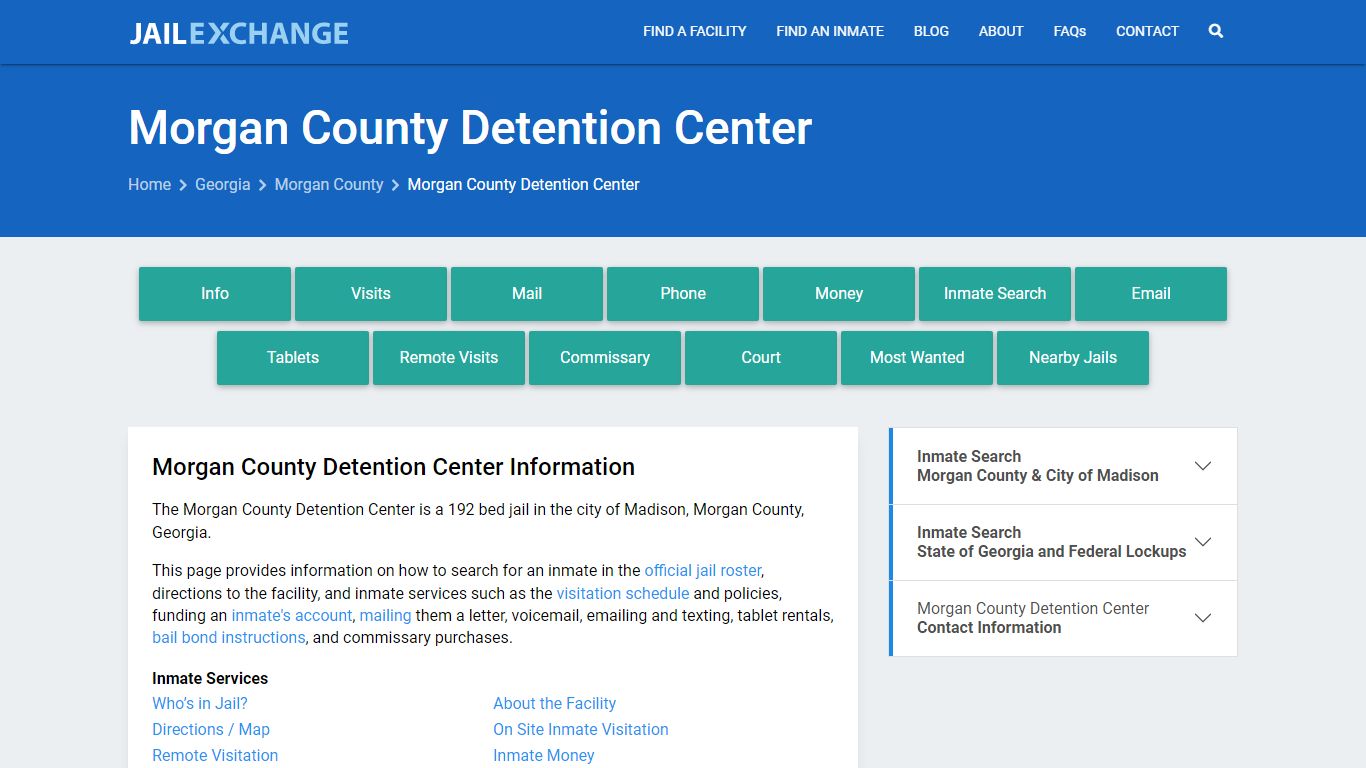 Morgan County Detention Center, GA Inmate Search, Information