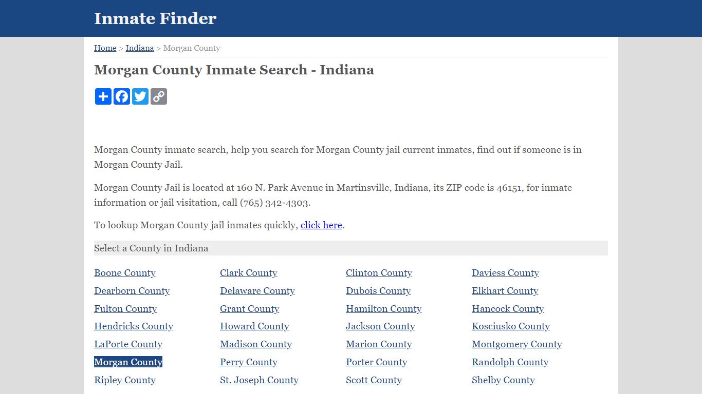 Morgan County Inmate Search - Indiana