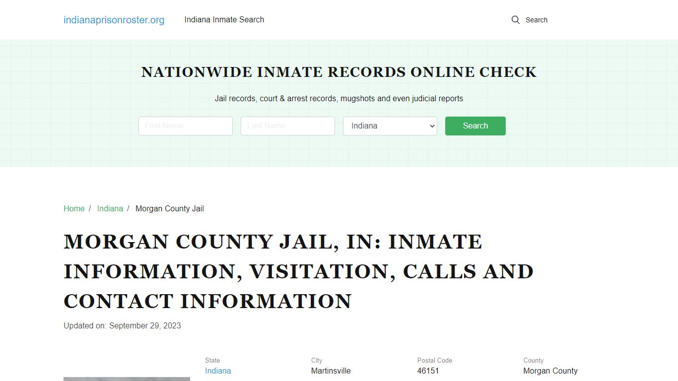 Morgan County Jail , IN: Inmate Information, Visitation, Calls and ...
