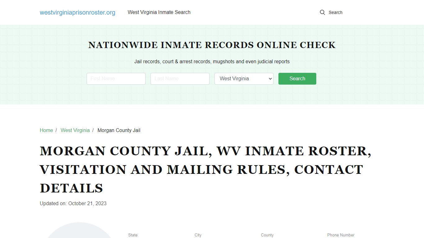 Morgan County Jail, WV Inmate Roster, Contact Details