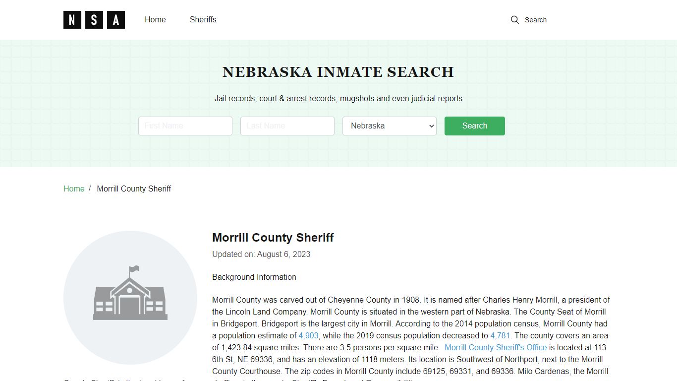 Morrill County Sheriff, Nebraska and County Jail Information
