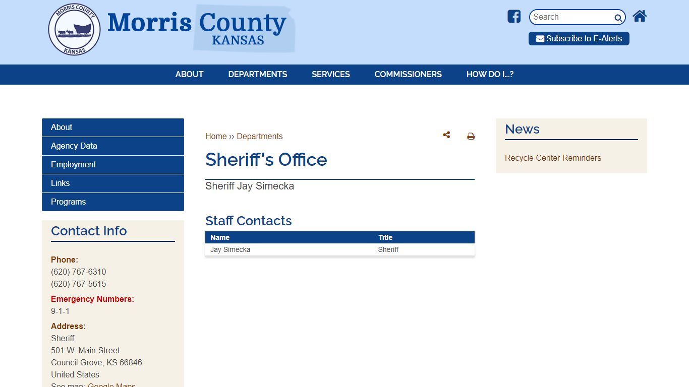 Sheriff's Office | Morris County, KS