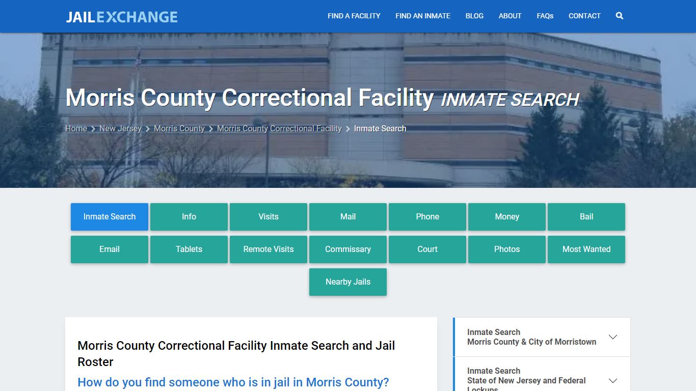 Morris County Correctional Facility Inmate Search - Jail Exchange