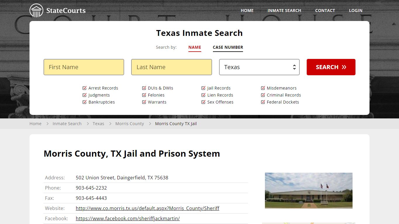 Morris County TX Jail Inmate Records Search, Texas - StateCourts