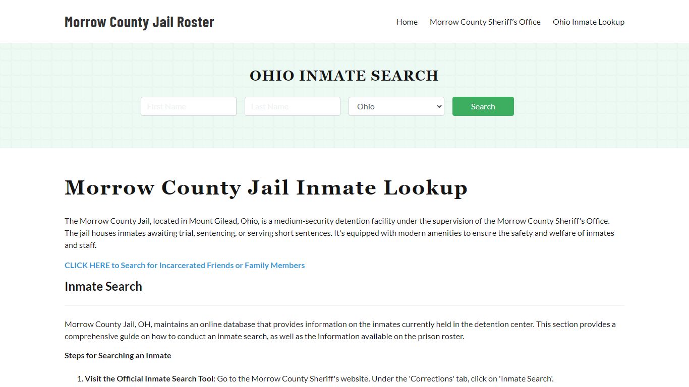 Morrow County Jail Roster Lookup, OH, Inmate Search
