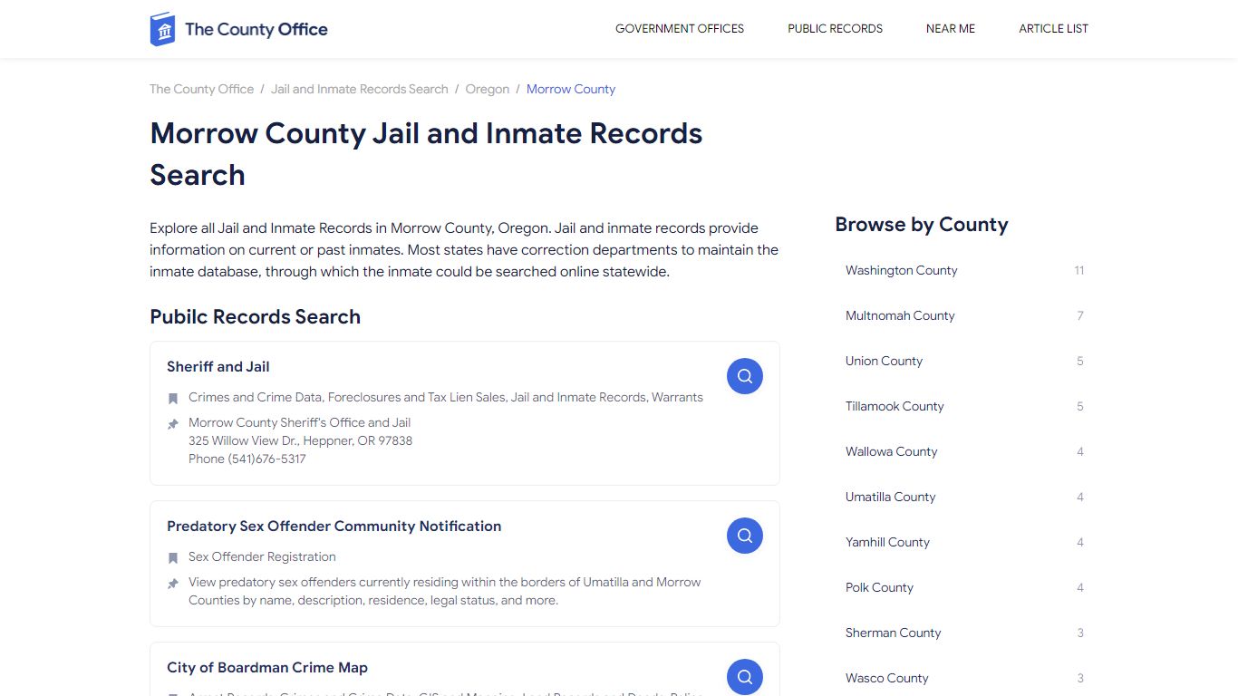 Morrow County Jail and Inmate Records Search - The County Office
