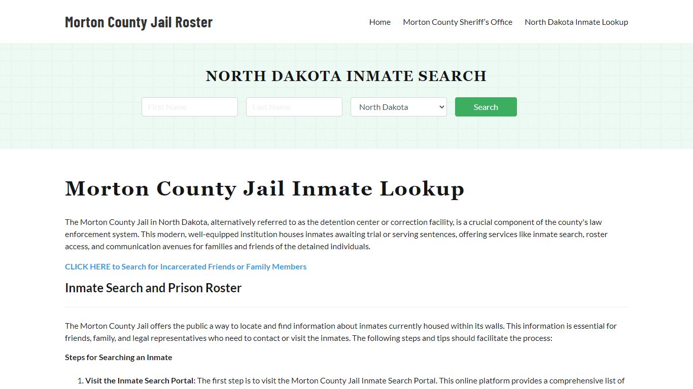 Morton County Jail Roster Lookup, ND, Inmate Search