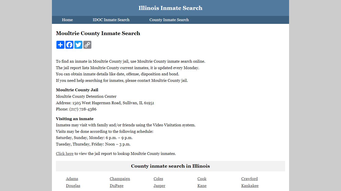 Moultrie County Inmate Search