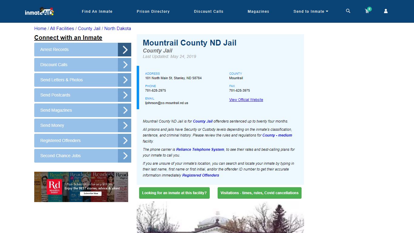 Mountrail County ND Jail - Inmate Locator - Stanley, ND