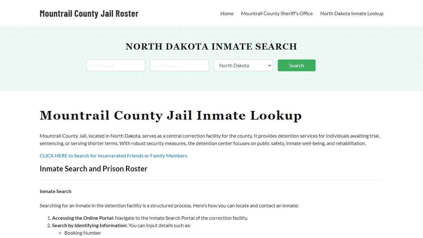 Mountrail County Jail Roster Lookup, ND, Inmate Search