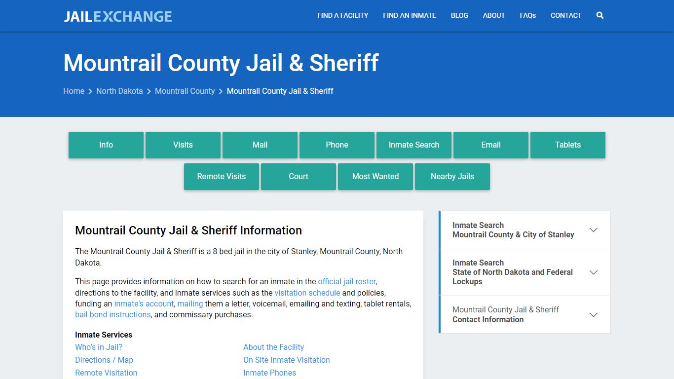 Mountrail County Jail & Sheriff, ND Inmate Search, Information