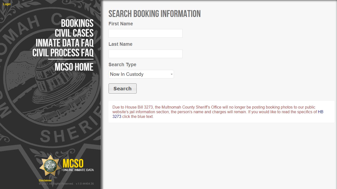 Online Inmate Data - Multnomah County Sheriff's Office