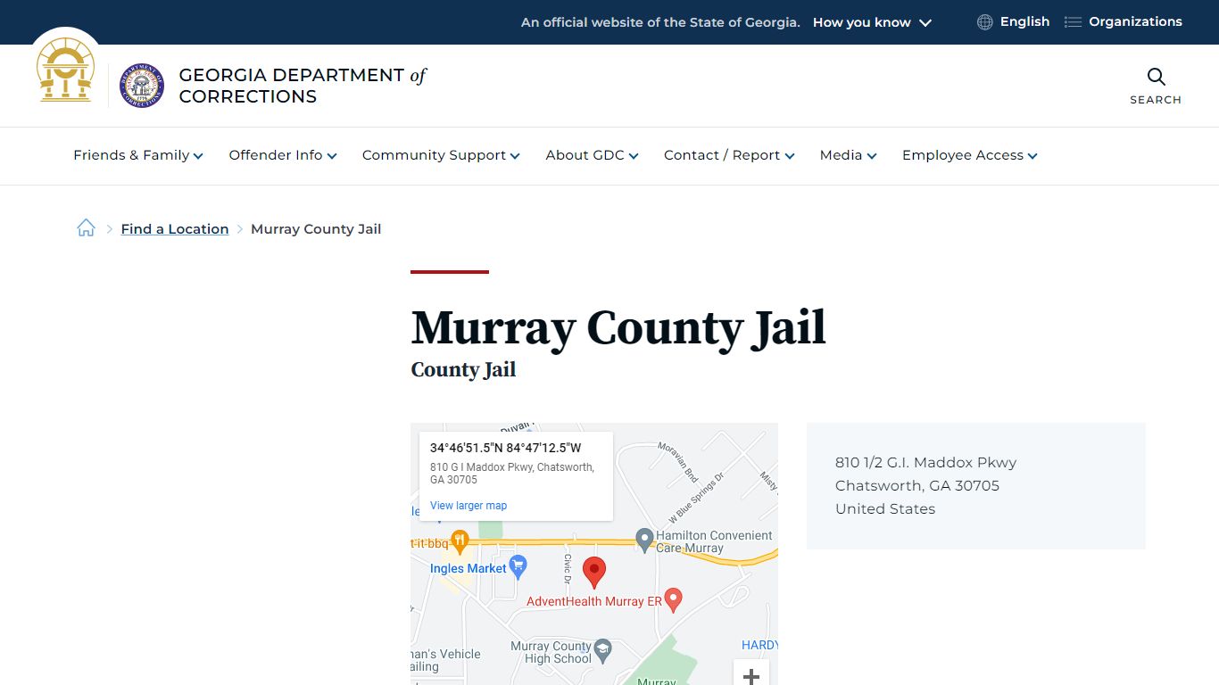 Murray County Jail | Georgia Department of Corrections