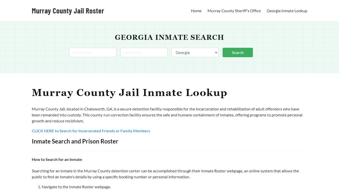 Murray County Jail Roster Lookup, GA, Inmate Search