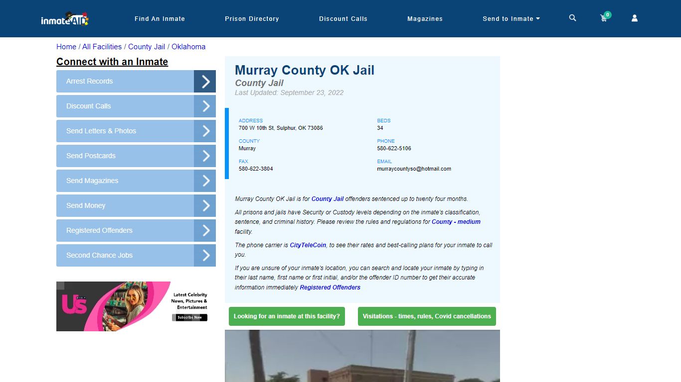 Murray County OK Jail - Inmate Locator - Sulphur, OK
