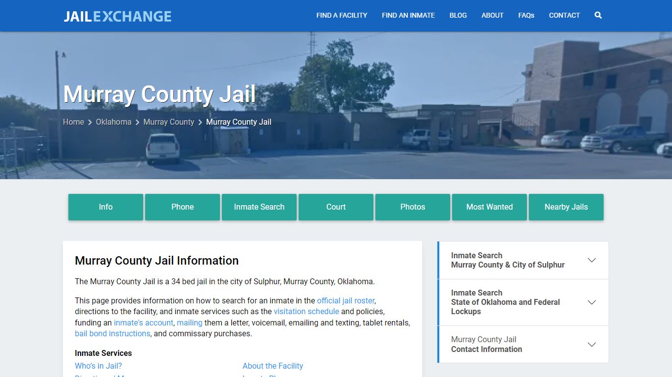 Murray County Jail, OK Inmate Search, Information