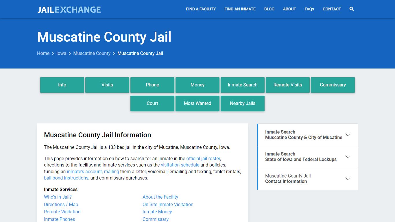Muscatine County Jail, IA Inmate Search, Information