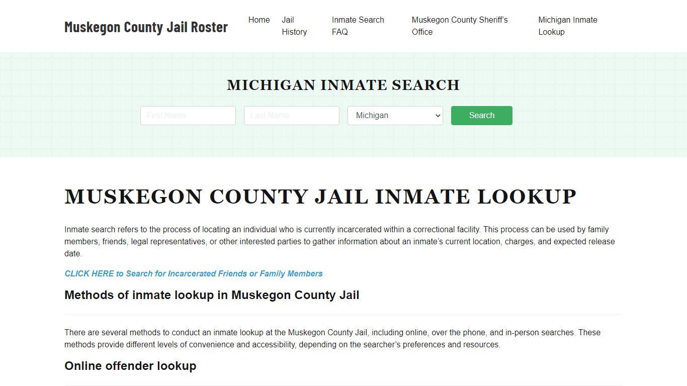 Muskegon County Jail Roster Lookup, MI, Inmate Search