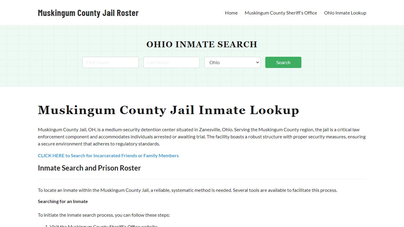 Muskingum County Jail Roster Lookup, OH, Inmate Search