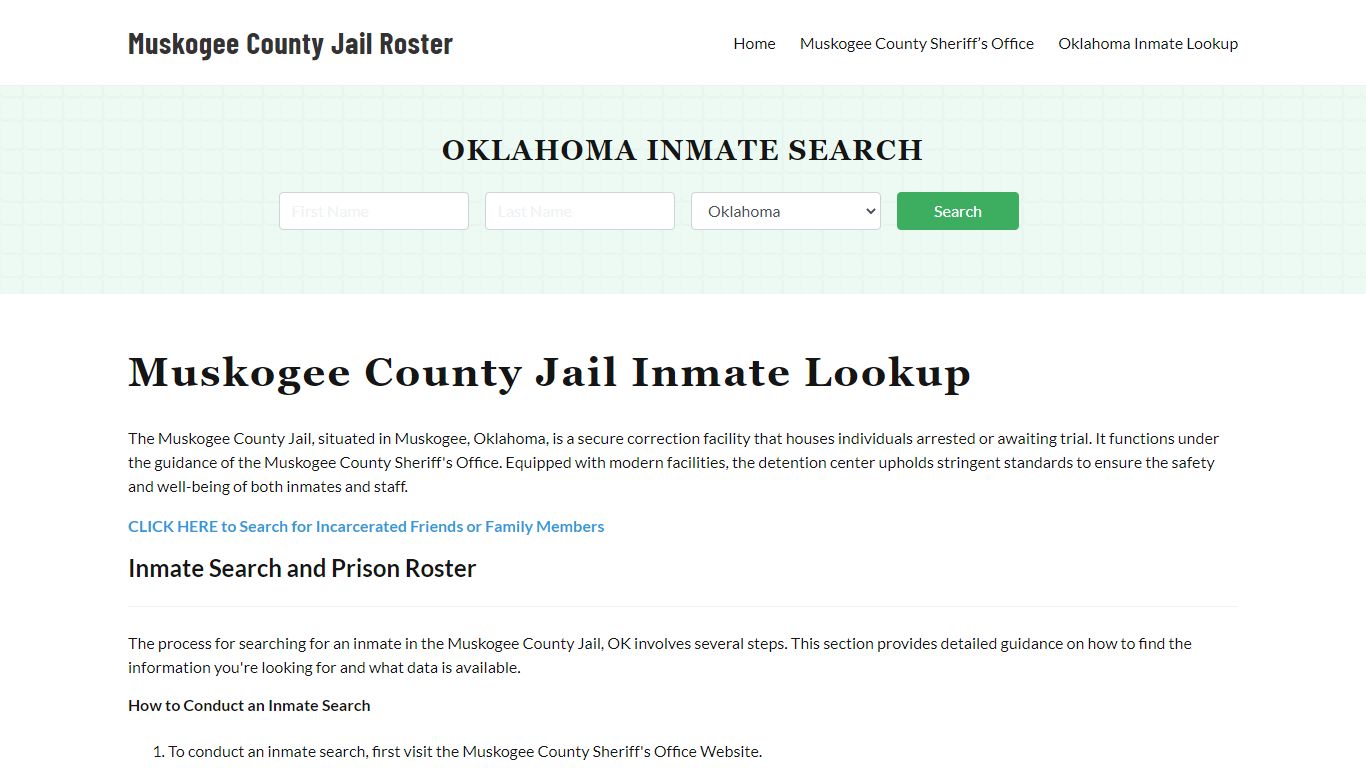 Muskogee County Jail Roster Lookup, OK, Inmate Search