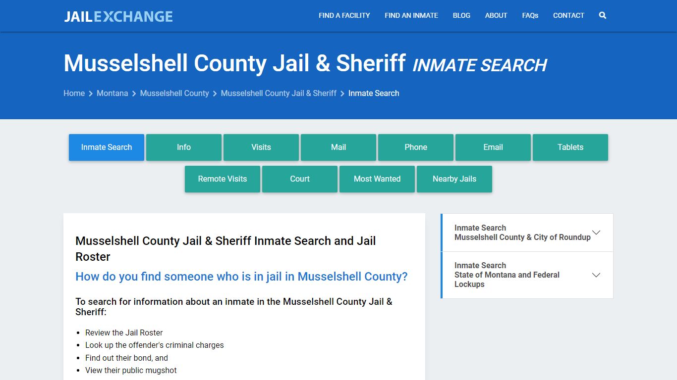 Musselshell County Jail & Sheriff Inmate Search - Jail Exchange