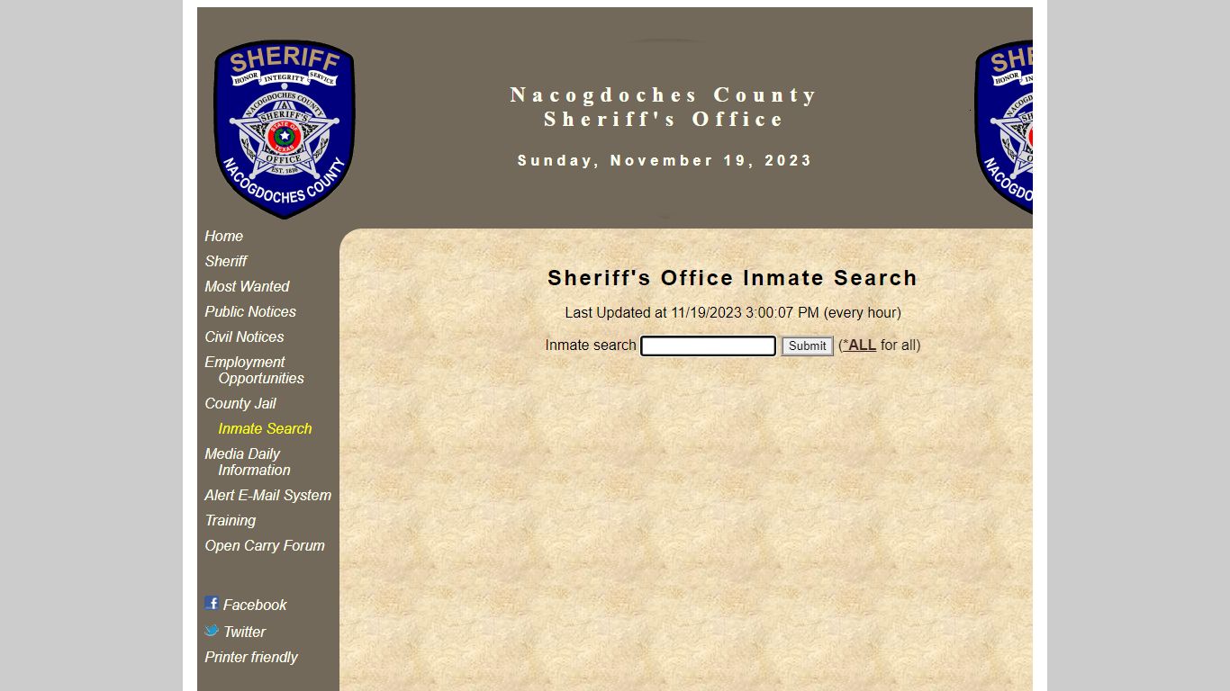 Nacogdoches County Jail Roster - Texas Inmate Search