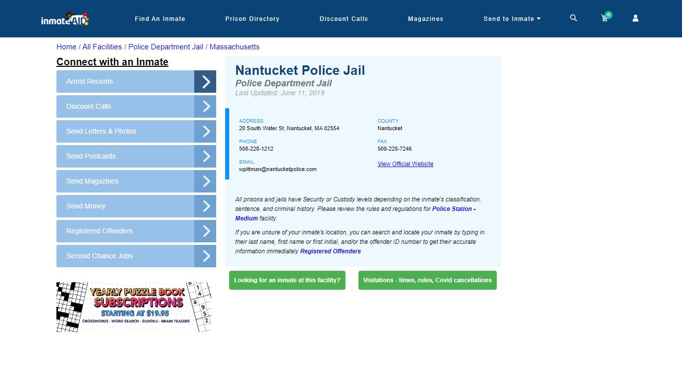 Nantucket Police Jail & Inmate Search - Nantucket, MA