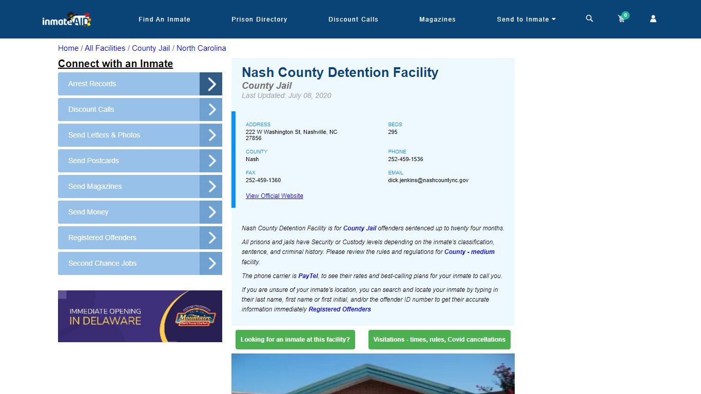 Nash County Detention Facility - Inmate Locator - Nashville, NC