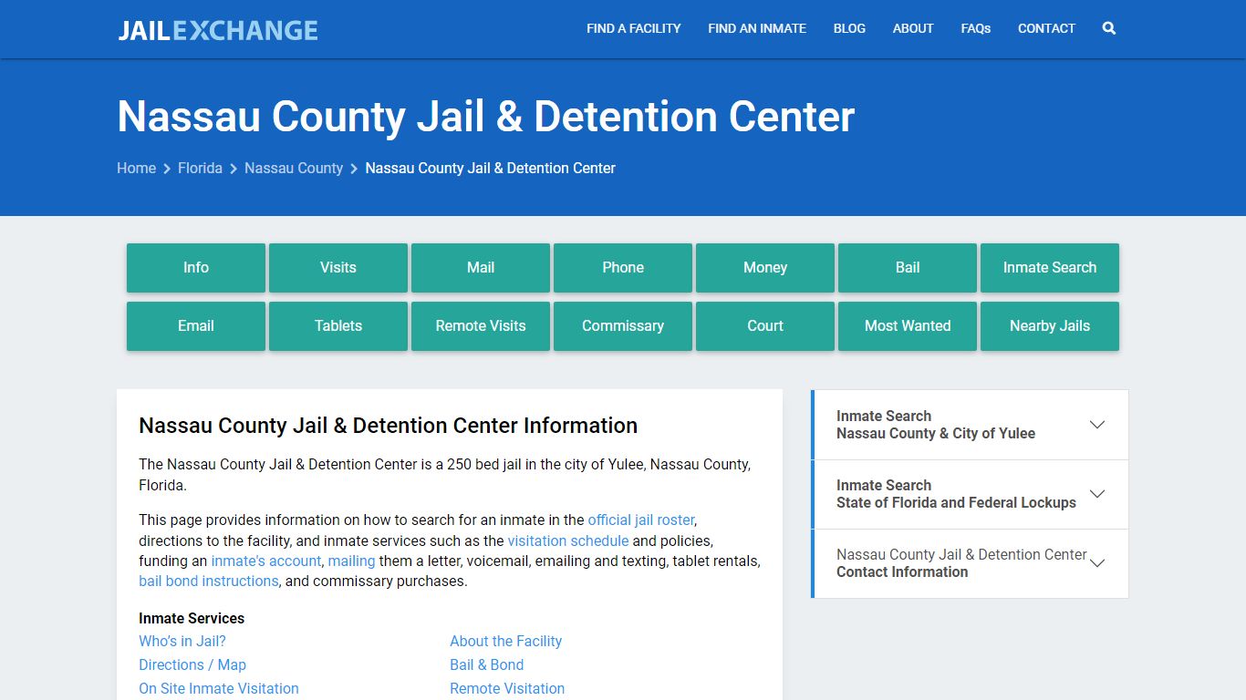 Nassau County Jail & Detention Center, FL Inmate Search, Information